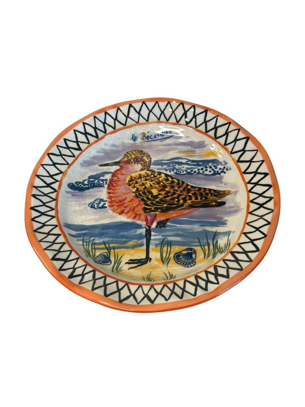Anthropologie Nathalie Leth Sandpiper Dinner Plate 10" Has Crazing Signed